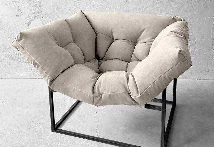 Кресло для отдыха Лофтовик Комфи плюс мех серый, фото 1